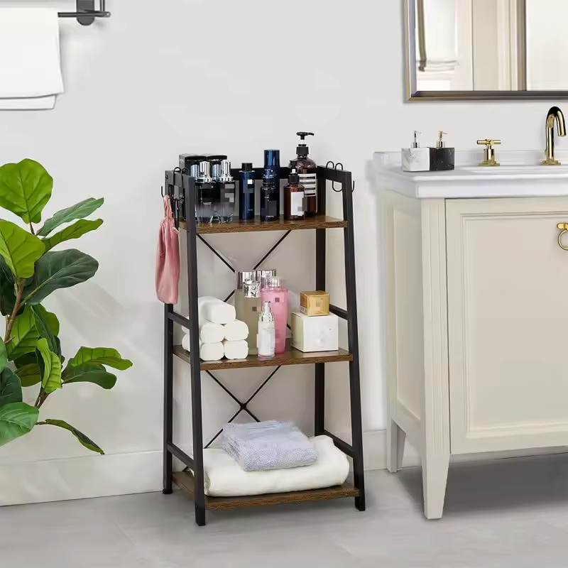 ODM OEM Bathroom Balcony Bedroom Living Room Side Table 31.57'' H X 16.53'' W X 11.8'' D Storage Shelf Ladder Bookshelf