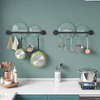 Pot Rod Holder Wall Mounted Removable Pan Hanging Guide Kitchen Utensils Hook Strap Hook Black