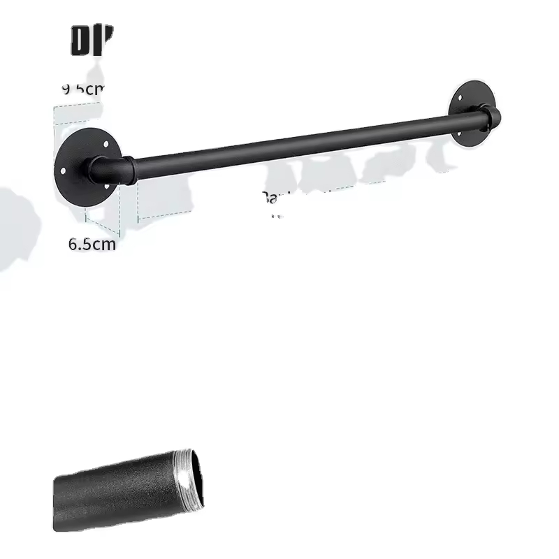 Industrial Pipe Towel Bar Trim Bathroom Hardware Towel Bar Accessories Black Heavy Duty Wall Mounted Bath Towel Holder