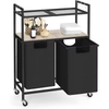 Custom Rustic Rolling Laundry Center with 2 Divided Shelves Factory-Built Bathroom Organizer and Storage Hamper for Clothing