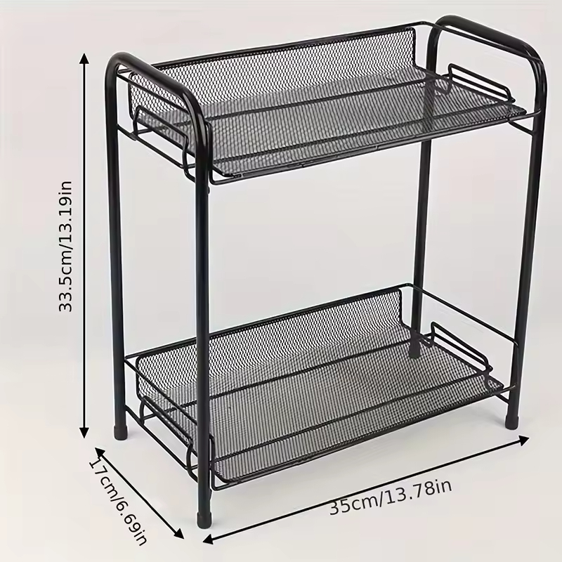 Manufacturer OEM Stainless Steel Kitchen Utensil Rack, 2-Tier Countertop Organizer Multifunctional Storage Shelf