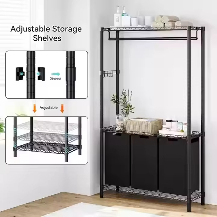  Large 3-Tier Collapsible Laundry Basket Multifunctional Organizer for Kitchen Durable Material for Food Tableware Beverage