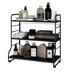 Customizable 3-Tier Black Metal Countertop Storage Rack Adjustable for Kitchen Living Room Factory's Freestanding Storage