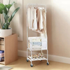 Heavy-Duty Metal Laundry Cart with 4 Wheels Hanging Rack Mobile Bathroom Organizer Commercial Laundry Hamper for Hotel Apartment