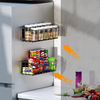 Magnetic Spice Rack for Refrigerator, 3 Pack Magnetic Shelf, Moveable Fridge Organizer with 8-Hook Rack