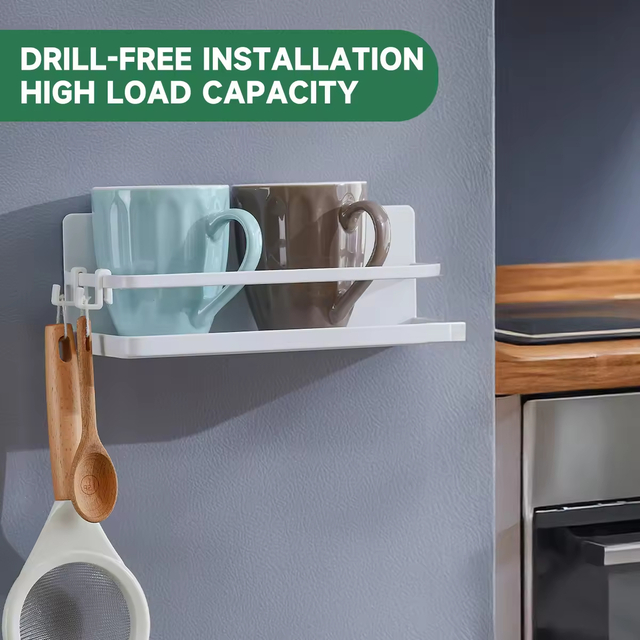 Custom Wall Mounted Fridge Shelves with 2 Spiral Holder and 8 Hooks for Kitchen and Stove Magnetic Refrigerator Spice Rack