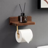 Creative Solid Wood Toilet Paper Holder with Steel Storage Rack Customizable Color Bathroom Rack with Hook Modern Durable Design