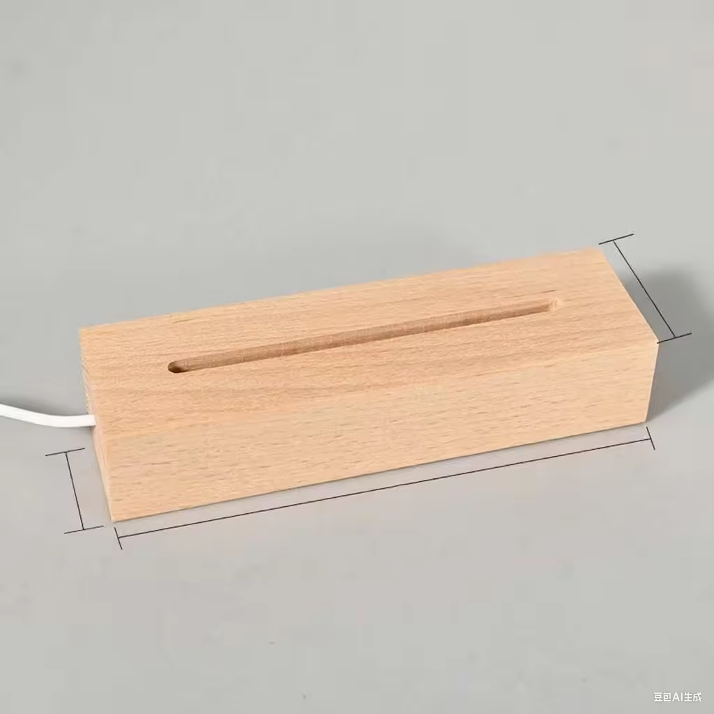 Modern Walnut Wood Durable Space-Saving Rectangle Sign Holder Table Numbers Display Stand | Customizable Color Digital Printing