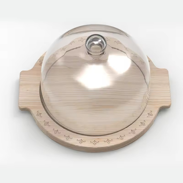 Modern Durable Rectangle Cheese Board Set Glass Dome Natural Bamboo Serving Stands Customizable Color Huina Brand Factory-Made