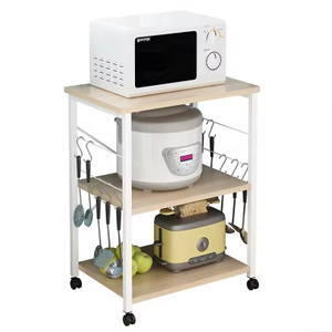 Manufacturer Custom 3-Tier Baker's Rack - Spacious Kitchen Utility Microwave Oven Stand with Storage Cart and Workstation Shelf