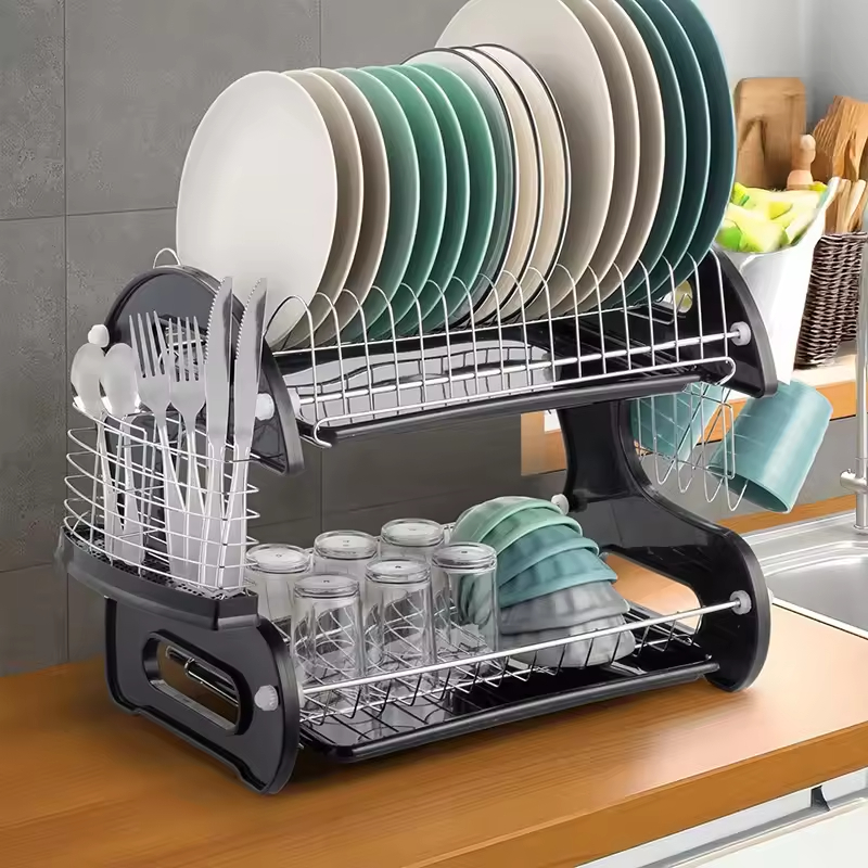 OEM&ODM Double Tier Metal Under Sink & Desktop Cabinet Organizer with Sliding Storage Drawer for Kitchen Spice/Toiletries