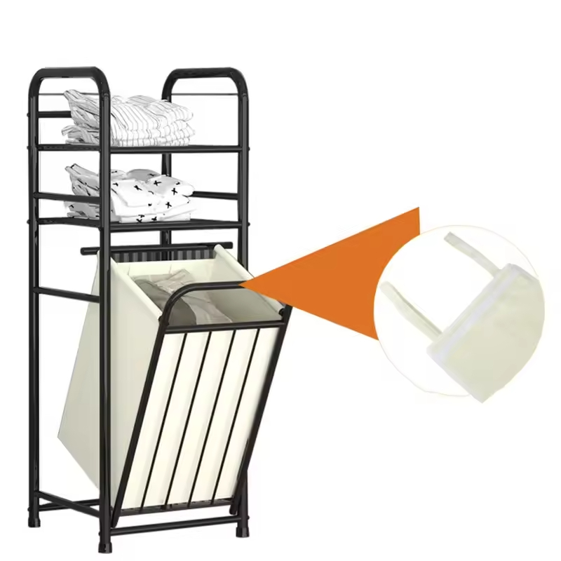 Factory Custom Laundry Basket With Wheels Metal and Clothes With Removable Wash Bag Household Goods Rolling Laundry Basket