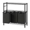 Factory Custom Bathroom Storage Metal Frame 3 Bags 2-tire Shelf Big-capacity Laundry Hamper