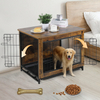 Heavy-Duty Wooden Dog Crate Furniture Indoor End Table Night Stand with Removable Tray Easy Standing Installation for Tools