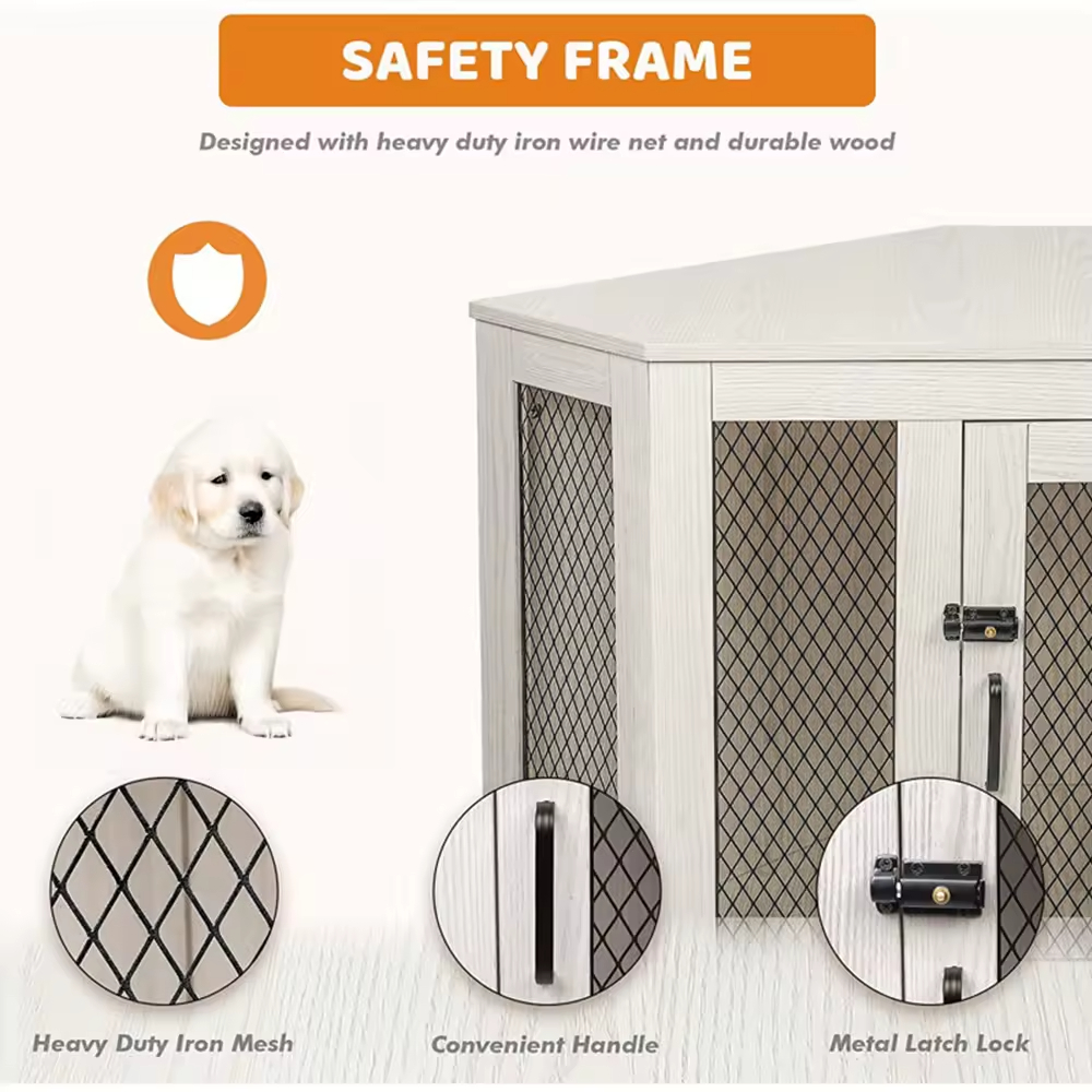 ODM&OEM Heavy Duty Dog Crate Furniture End Table Wooden Cage Kennel Standing Type Tools Vintage Sustainable Indoor