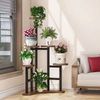 Factory Custom Modern Wood+Metal Powder Coated Plant Stand Tree Shape Tripod Design 3-tier Stylish Indoor/Outdoor Display
