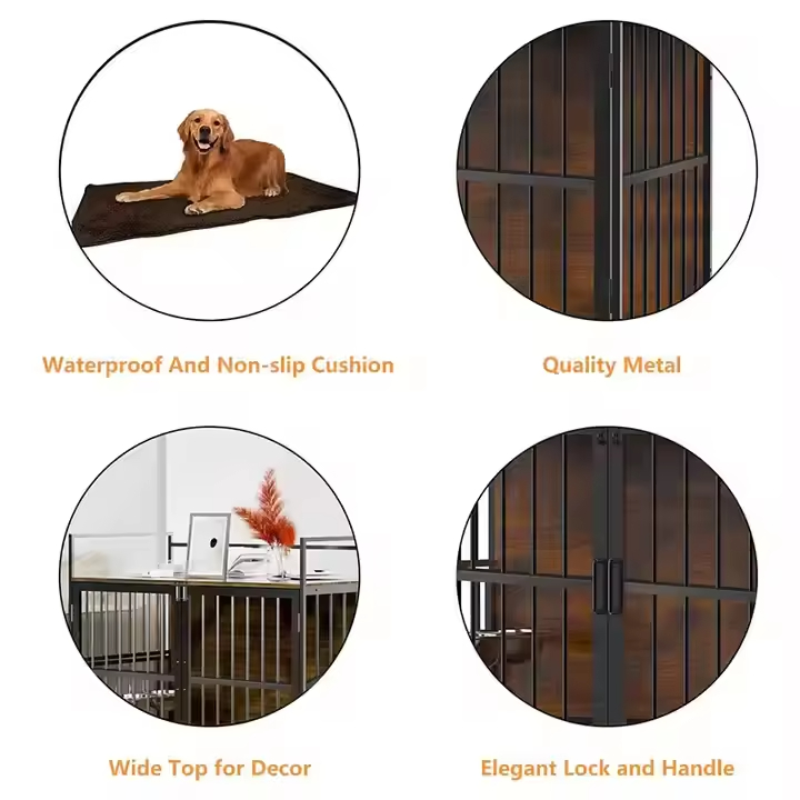 Factory Supply Large Dog Crate Furniture-Style Cage Steel Wire Frame Simple Solid Design Durable Powder-Coated Outdoor Use Box