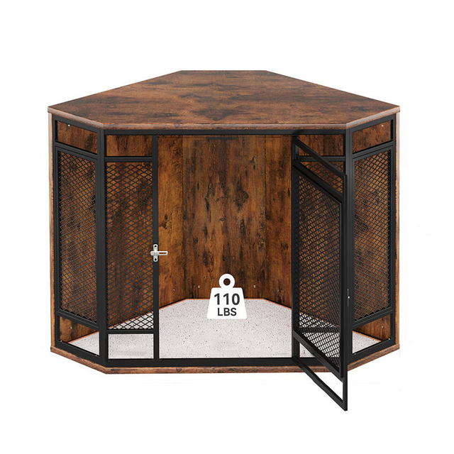 Factory Custom Standing Modern Corner Dog Crate Furniture Wooden Dog Kennel Sturdy Metal Mesh Indoor Multi-functional End Table
