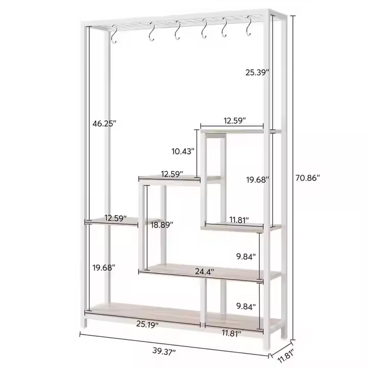 Modern Farmhouse Folding 5-Layer Plant Stand | Wood+Metal Frame Eco-Friendly Waterproof Portable Indoor Flower Rack | Storage