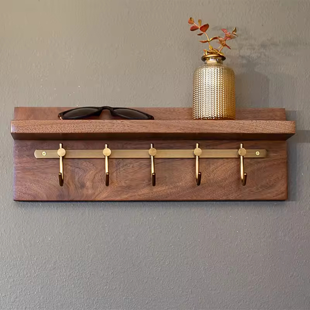 Walnut Wood Rectangle Key Rack