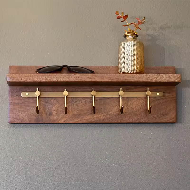 Walnut Wood Rectangle Key Rack