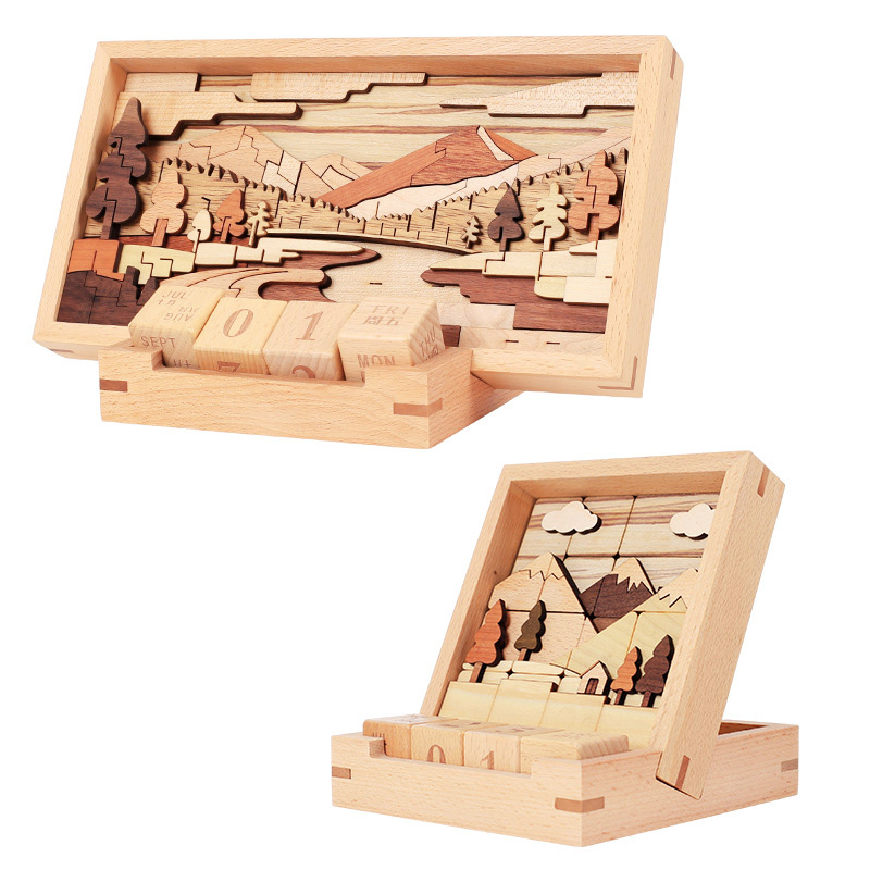 Wooden Desktop Calendar Stand