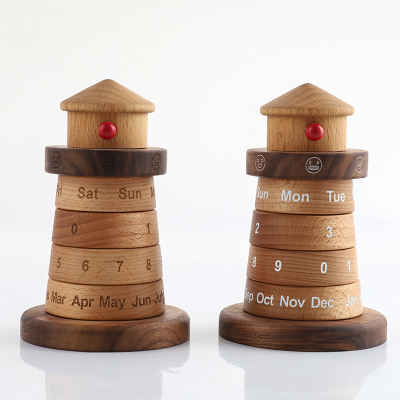 Wooden Lighthouse Desk Calendar