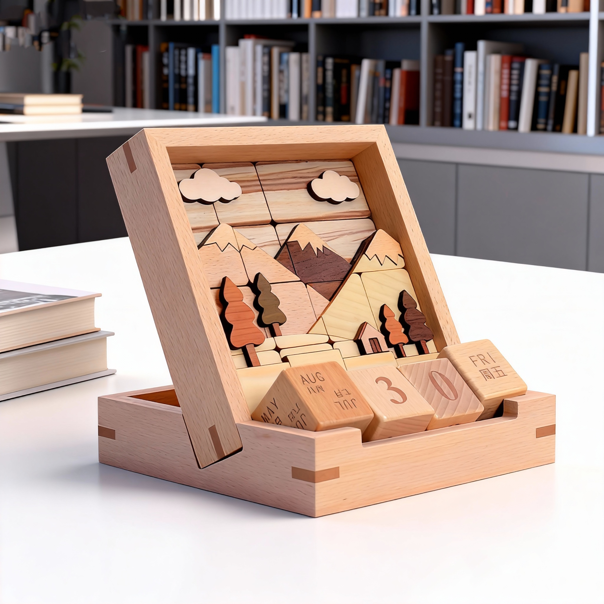 Wooden Desktop Calendar Stand