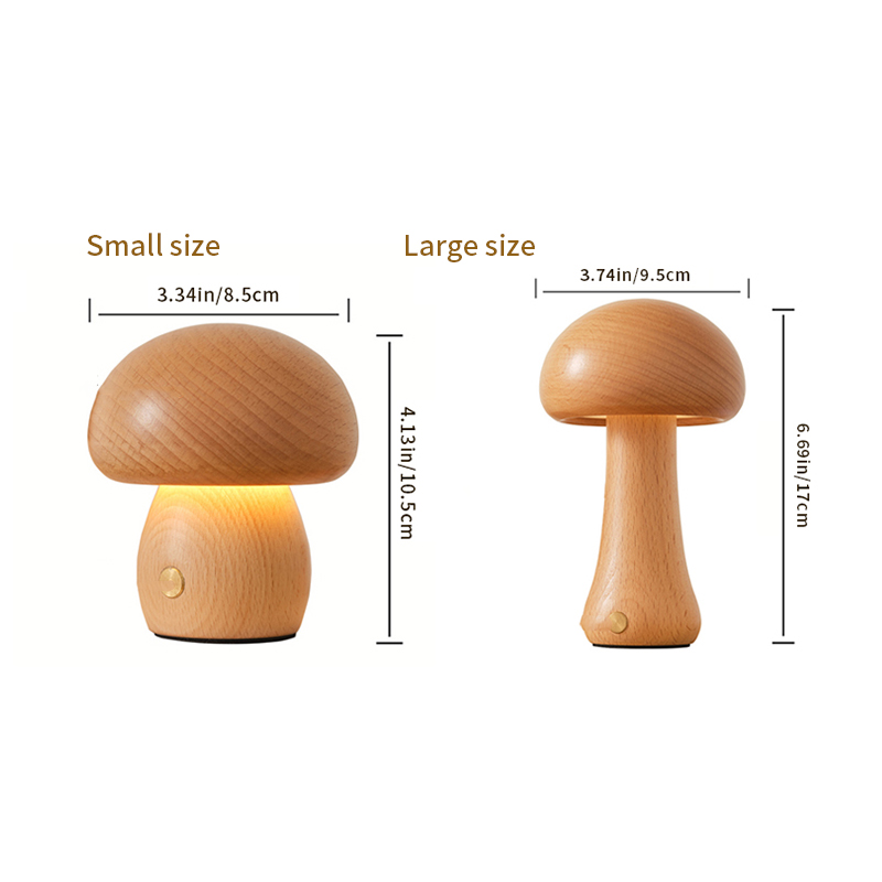 Solid Wood Mushroom Table Lamp