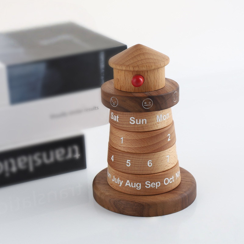 Wooden Lighthouse Desk Calendar