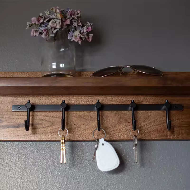 Walnut Wood Rectangle Key Rack