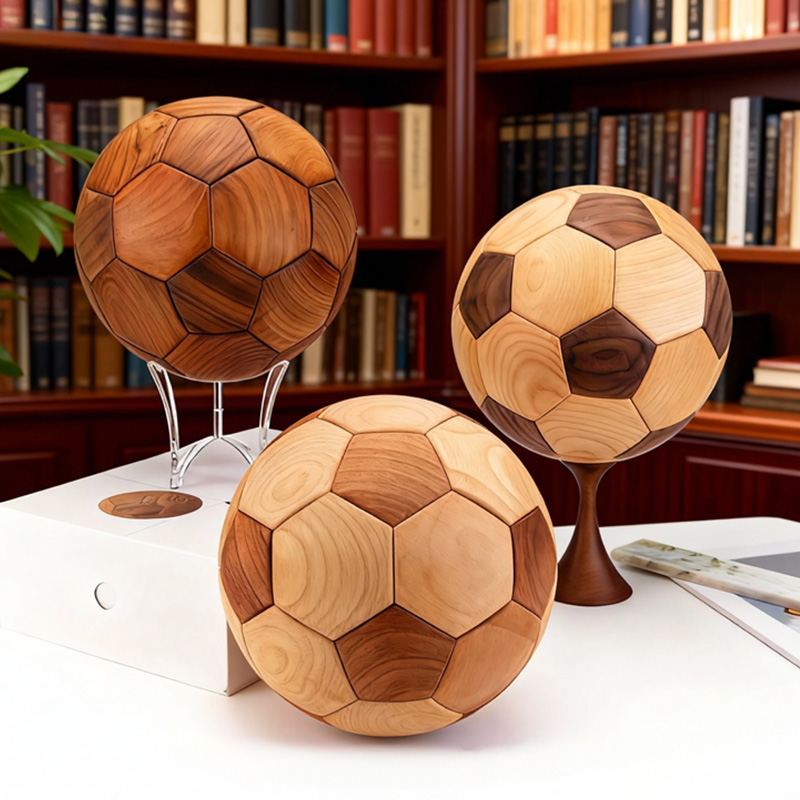 Carved Wooden Football Ornament