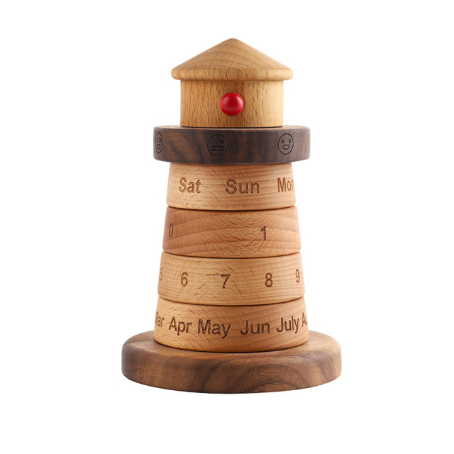 Wooden Lighthouse Desk Calendar
