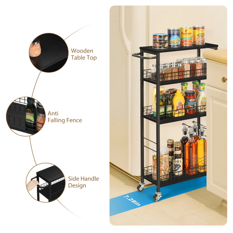 4-tier slim storage cart