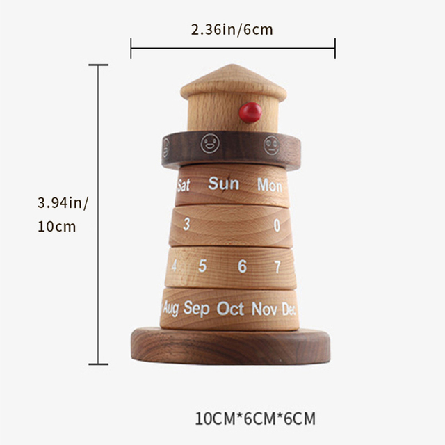 Wooden Lighthouse Desk Calendar