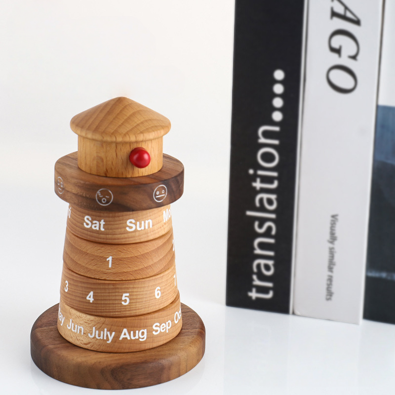 Wooden Lighthouse Desk Calendar