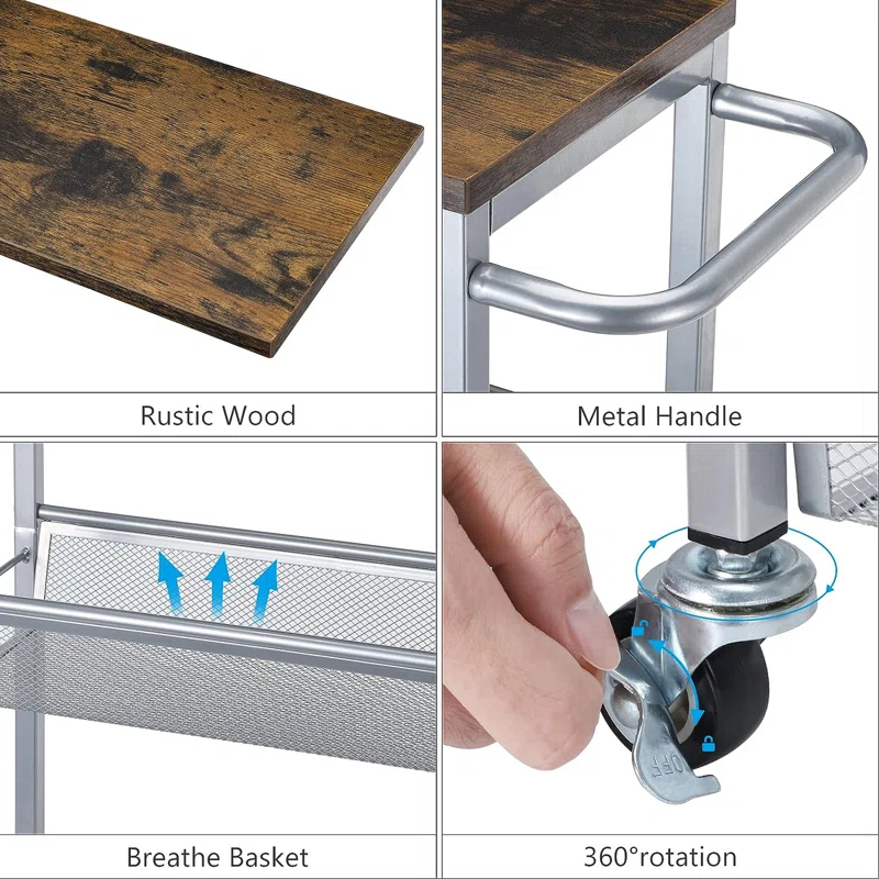 Silver and Brown Utility Cart