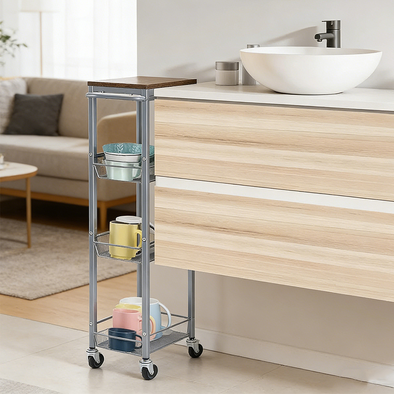 Silver and Brown Utility Cart