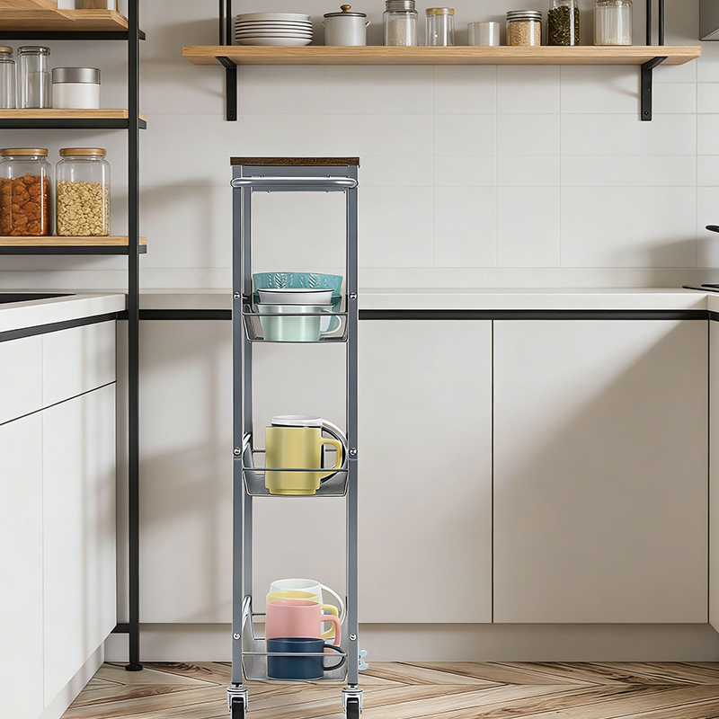 Silver and Brown Utility Cart