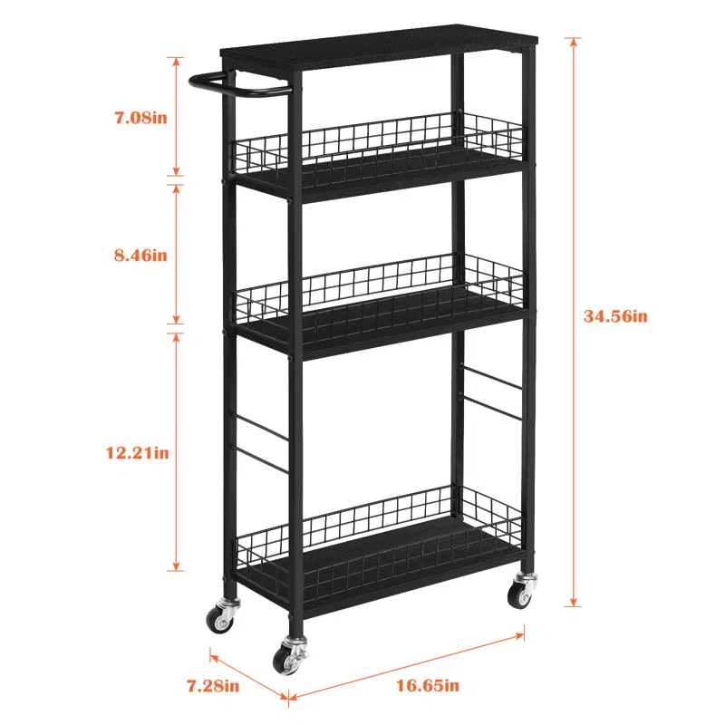 4-tier slim storage cart