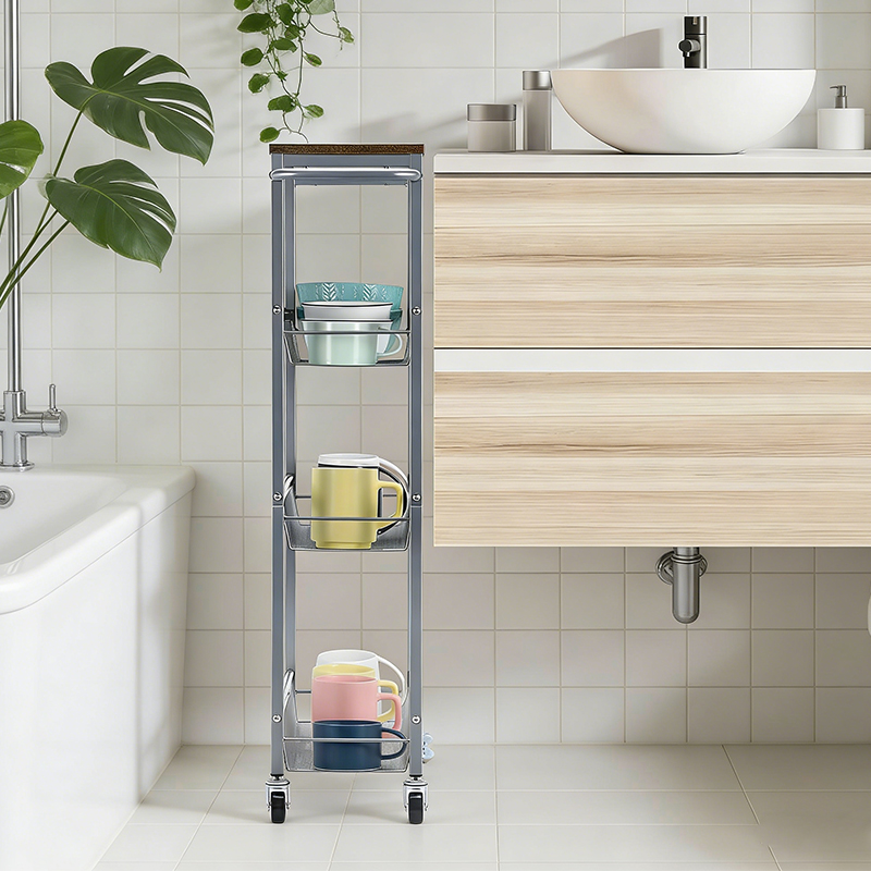 Silver and Brown Utility Cart