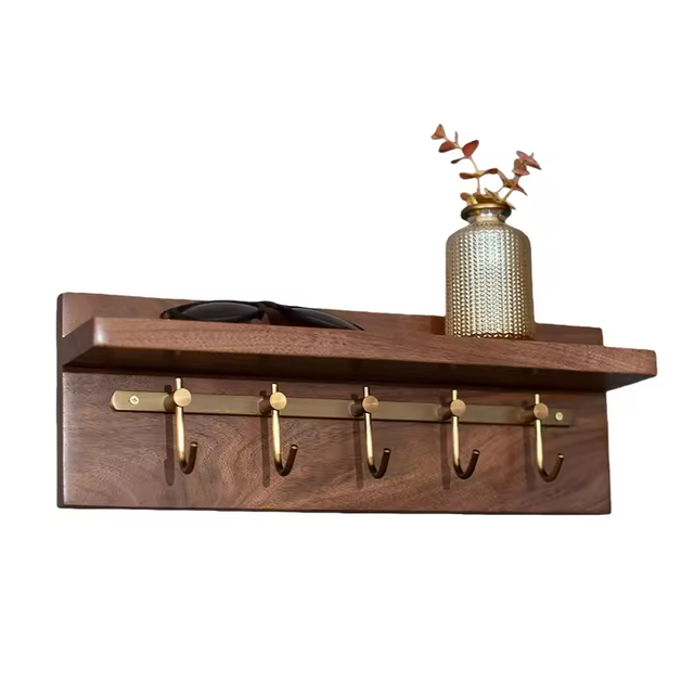 Walnut Wood Rectangle Key Rack