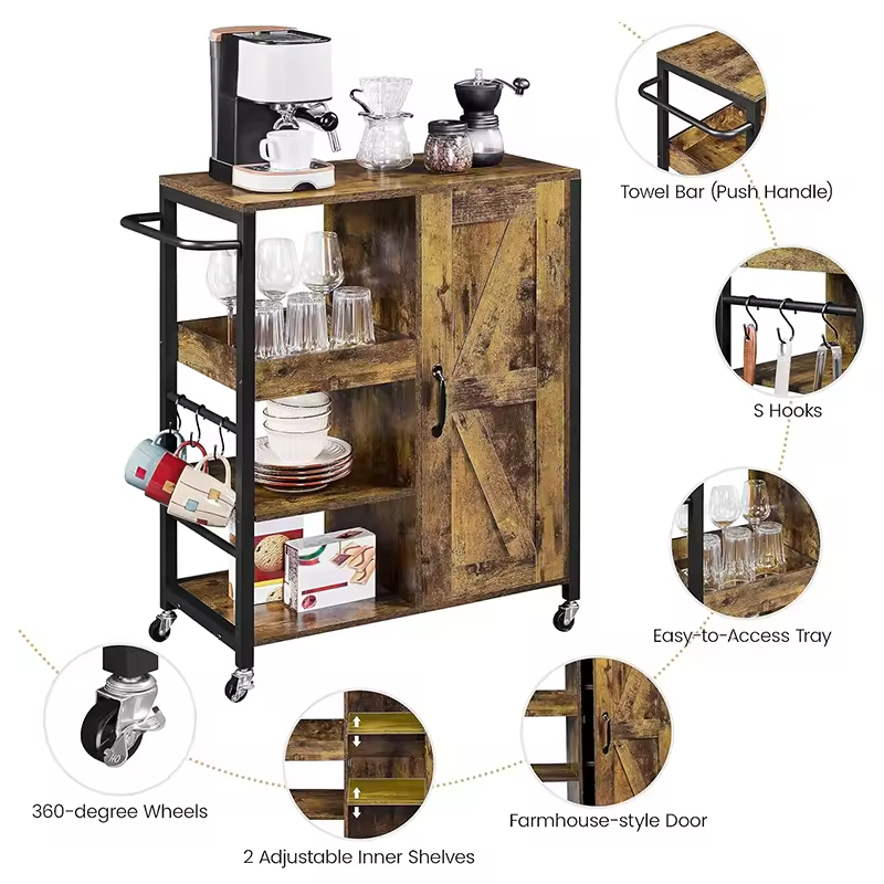  Adjustable Shelves Rolling