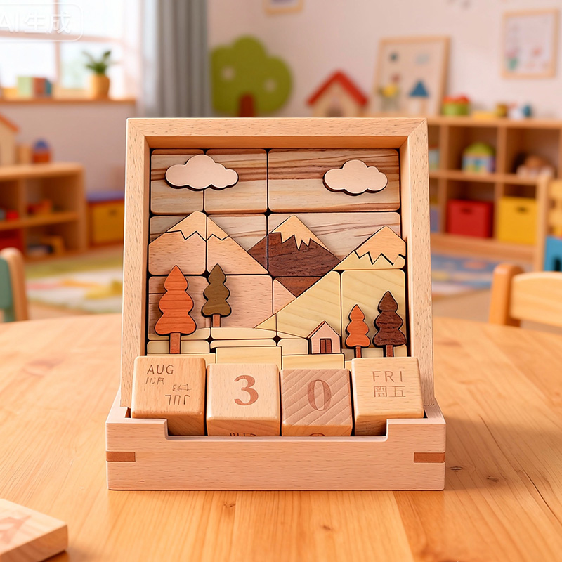 Wooden Desktop Calendar Stand