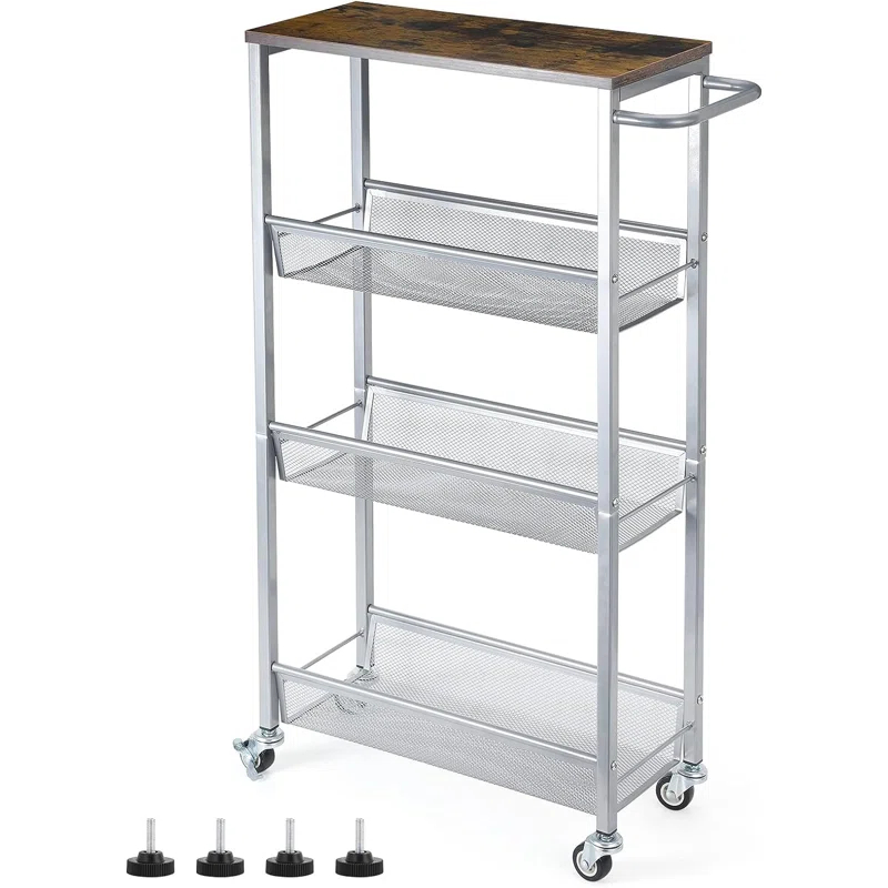 Silver and Brown Utility Cart