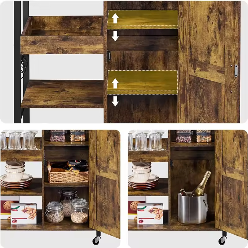  Adjustable Shelves Rolling